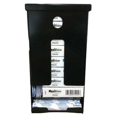 Sanitary Napkin and Tampon Dispenser, pre-Filled - Compact Version, SD7000BK-PF Free Vending Black Metal