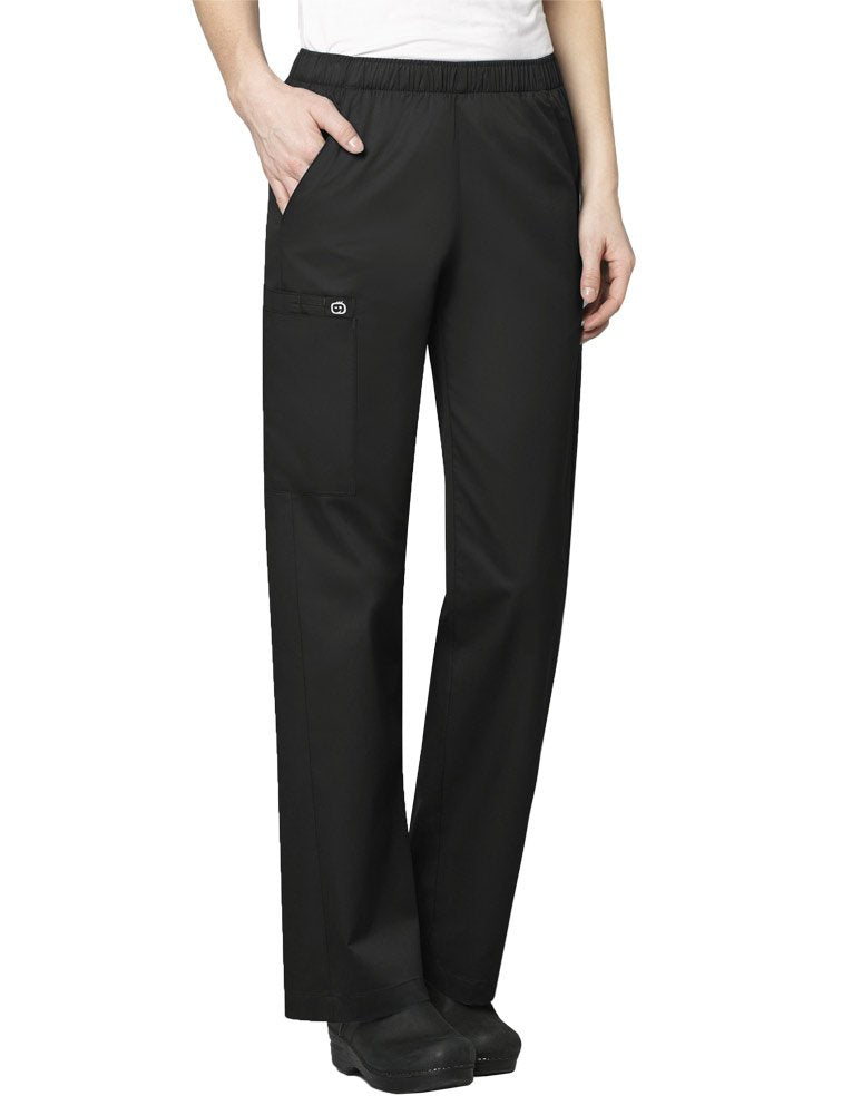 WonderWink Women's Pull-On Cargo Pant, Black, XX-Small Petite