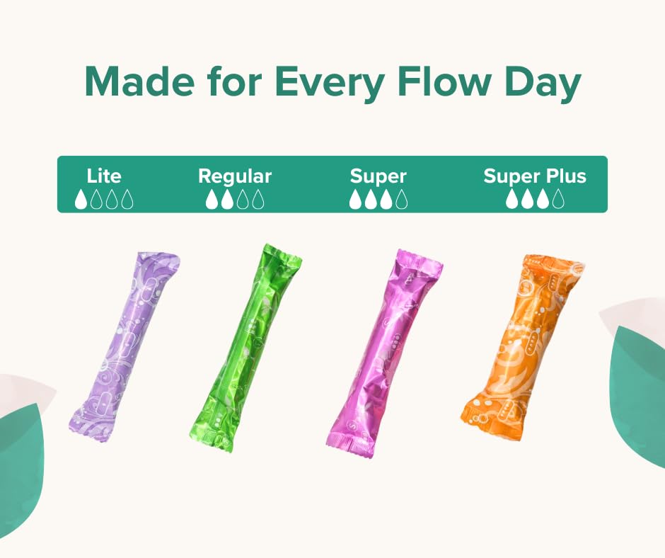 Veeda 100% Natural Cotton Tampons - Super Absorbency with Leak Proof Protection - Compact BPA-Free Applicator - Unscented & Free from Chlorine, Toxin - 384 Count