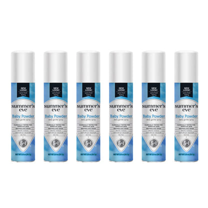 Summer's Eve Freshening Spray | Baby Powder | 2 oz Size | Pack of 6 | pH Balanced, Dermatologist & Gynecologist Tested