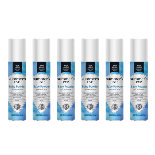 Summer's Eve Freshening Spray | Baby Powder | 2 oz Size | Pack of 6 | pH Balanced, Dermatologist & Gynecologist Tested