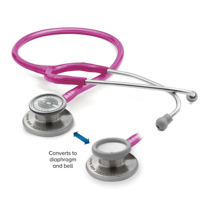 ADC Adscope 608 Convertible Clinician Stethoscope with Tunable AFD Technology, Adult Diaphragm and Adult Bell or Pediatric Diaphragm, 31 inch Length, Metallic Raspberry