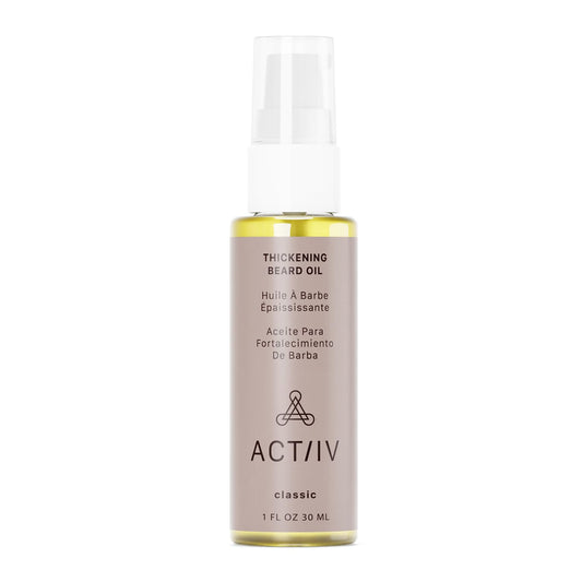 ACTIIV Thickening Beard Oil | Promotes Thicker Fuller Beard Growth, Nourishes & Softens Facial Hair, Lightweight Non-Greasy Formula, Vegan, Plant-Based, All Beard Types