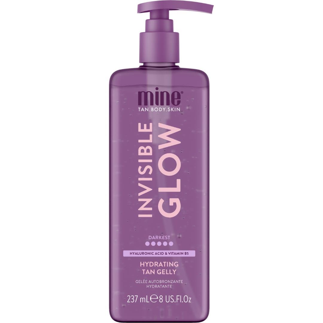 MineTan Clear Self Tanning Gel | Darkest Invisible Tan Gelly - Best Transfer Free Sunless Tanner, Hydrating, Quick 1 Hour Express, For an Ultra Dark Bronze Skin Finish, Face & Body, 8 Fl Oz