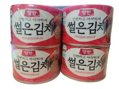 Sliced Kimchi 김치 Korean Canned Kimchi by Dongwon Yangban, Ready-to-Eat Spicy Fermented Napa Cabbage, 160g x 4 Cans | DAHLORE
