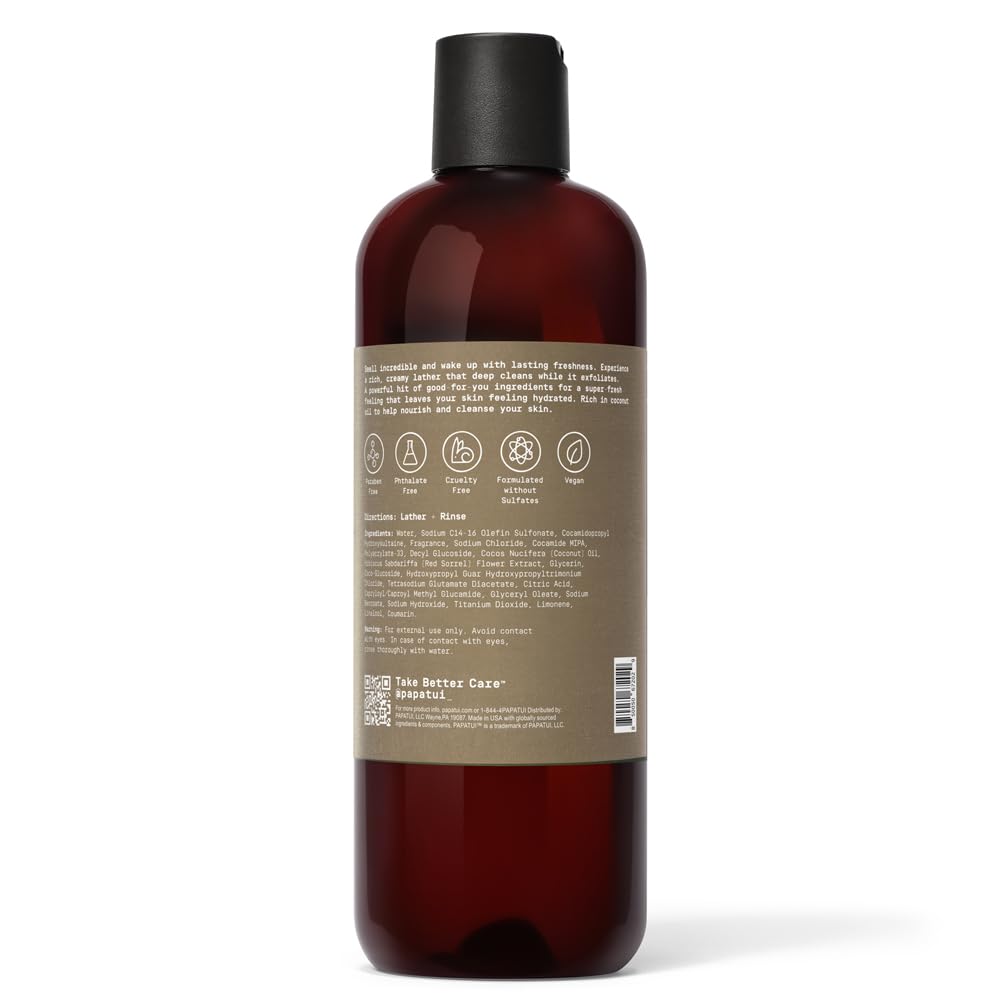 PAPATUI by Dwayne Johnson Refreshing Body Wash for Men | Exfoliating, Hydrating & Made with Coconut Oil | Lush Coconut | 18 oz (Pack of 3)