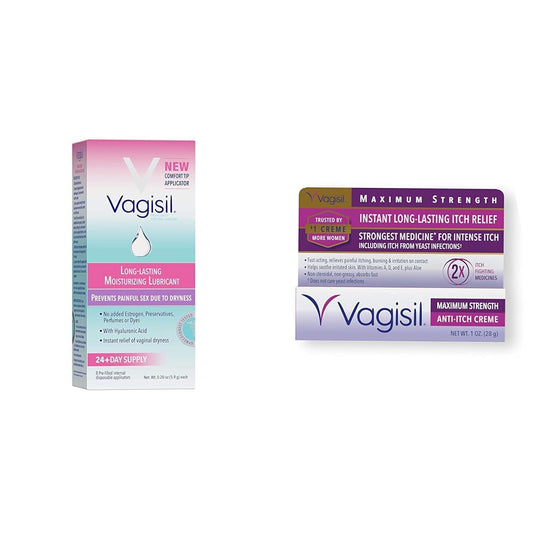 Vagisil Prohydrate Moisturizer & Lubricant, Pack of 1 (8 Total Applicators) + Maximum Strength Anti-Itch Cream, 1 oz