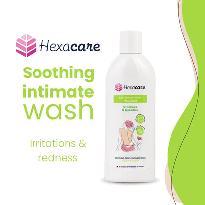 Hexacare Feminine Wash for Sensitive Skin – pH Balanced Intimate Wash, Soothing Cleansing Gel, Helps with Irritation & Discomfort, Soap-Free, Made in France, 6.7 Fl Oz