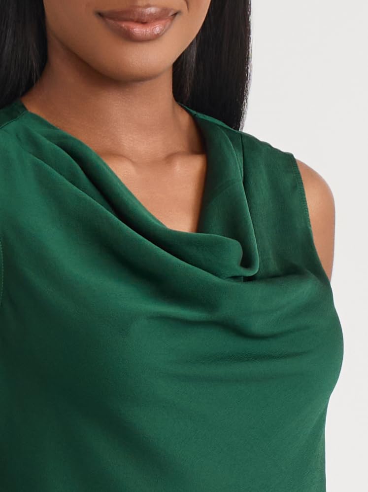 Kasper Women's Sleeveless Drape-Neck Satin Top