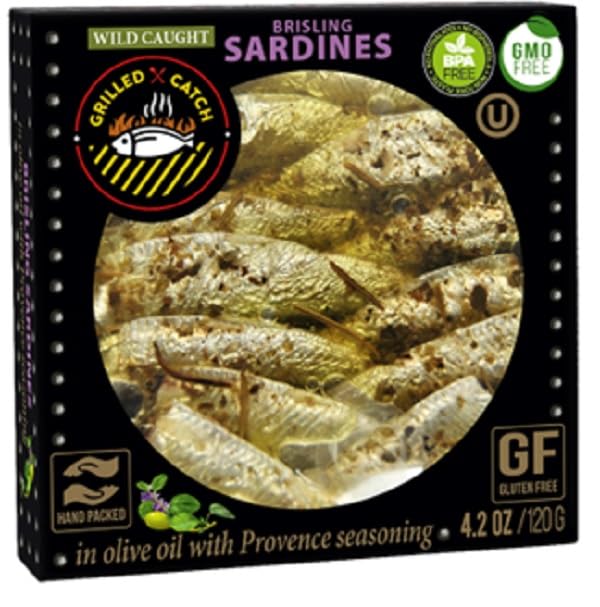 Grilled Catch - Canned Sardines Variety Pack 5 Flavor Sampler European Wild Caught Brisling Sardines in Olive Oil, 4.2 oz Sustainable seafood, Kosher, Hand Packed in Latvia