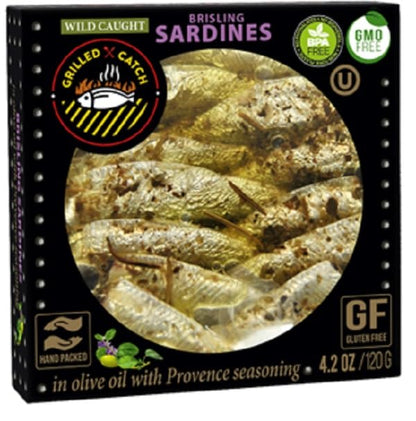 Grilled Catch - Canned Sardines Variety Pack 5 Flavor Sampler European Wild Caught Brisling Sardines in Olive Oil, 4.2 oz Sustainable seafood, Kosher, Hand Packed in Latvia