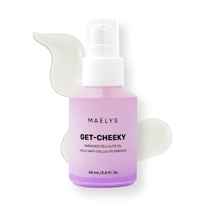 MAËLYS GET-CHEEKY Body Oil for Women - Cellulite Massage Oil with Shea Butter & Vitamin E - Skin Oil for Massage Therapy & After Shower Use - Helps Reduce the Look of Dimpled Skin (2 Fl Oz)
