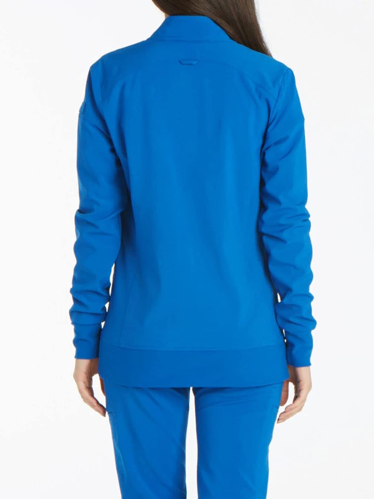 Cherokee Womens Zip Front Scrub Jacket, 2 Pockets, Princess Seams, Moisture Wicking, 360 Stretch Fabric - CK303