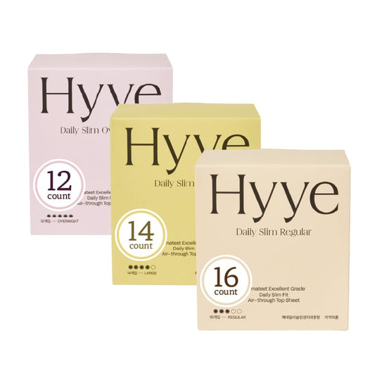 Hyye Ultra Thin Sanitary Pads Regular (16 Counts) + Large (14 Counts) + Overnight (12 Counts)