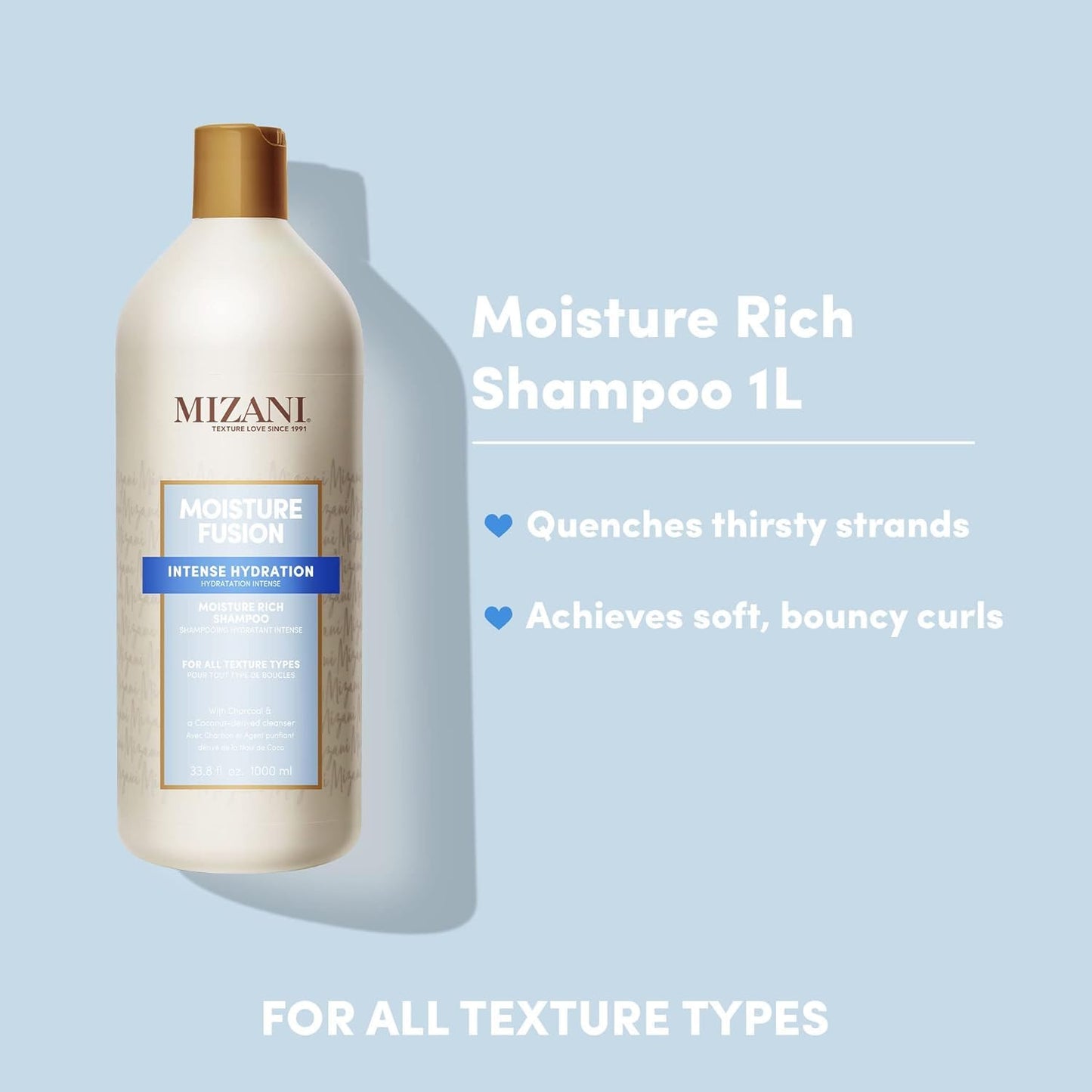 Mizani Moisture Fusion Moisture Rich Shampoo - Gently Cleanses & Conditions Hair, With Argan Oil, For Dry Hair