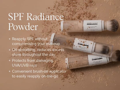DRMTLGY SPF Radiance Powder Medium/Tan – Mineral Sunscreen SPF 30, Oil-Absorbing, Sheer Tinted Setting Powder, Broad-Spectrum UV Protection, Vegan, Non-Nano, 6.5g
