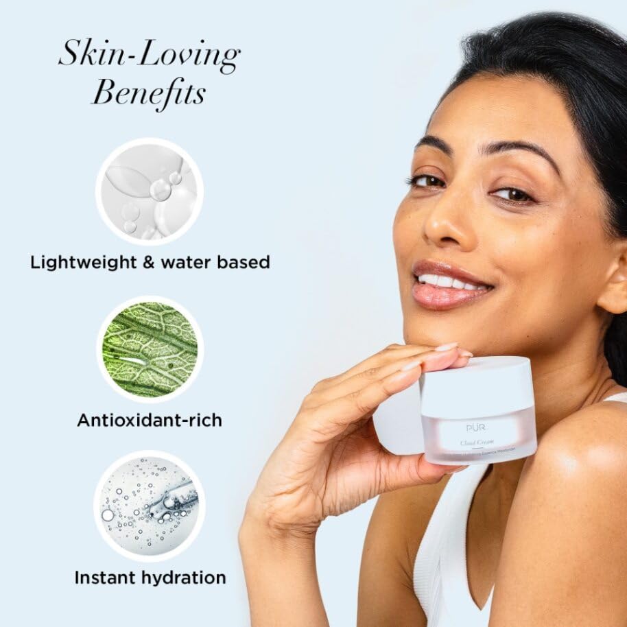 PÜR MINERALS Face Moisturizer for Women & Men, 4-in-1 Cloud Cream - Hydrating Facial Moisturizer That Hydrates, Soothes, Smooths, & Primes Skin - Anti-Aging Face Cream for Fine Lines & Wrinkles