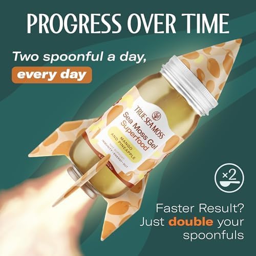 TrueSeaMoss Sea Moss Gel – Made in USA – 5-in-1 Formula – Wildcrafted Seamoss, Ashwagandha & Jarred Vegetables – Ashwagandha, Pack of 1 (Labels may Vary)