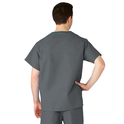 Medline 610NCCXS-CM AngelStat Unisex Reversible V-Neck Scrub Top with 2 Pockets, Charcoal, X-Small