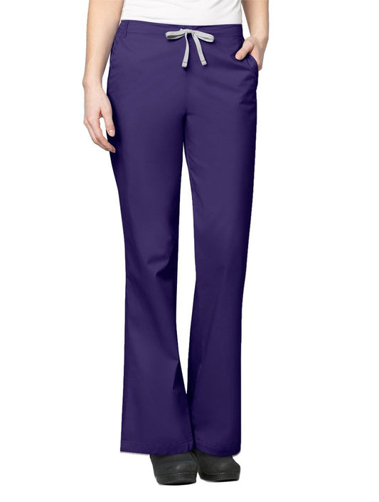 WonderWink Women's Petite Wonderwork Flare Leg Scrub Pant, Grape, Large/Petite