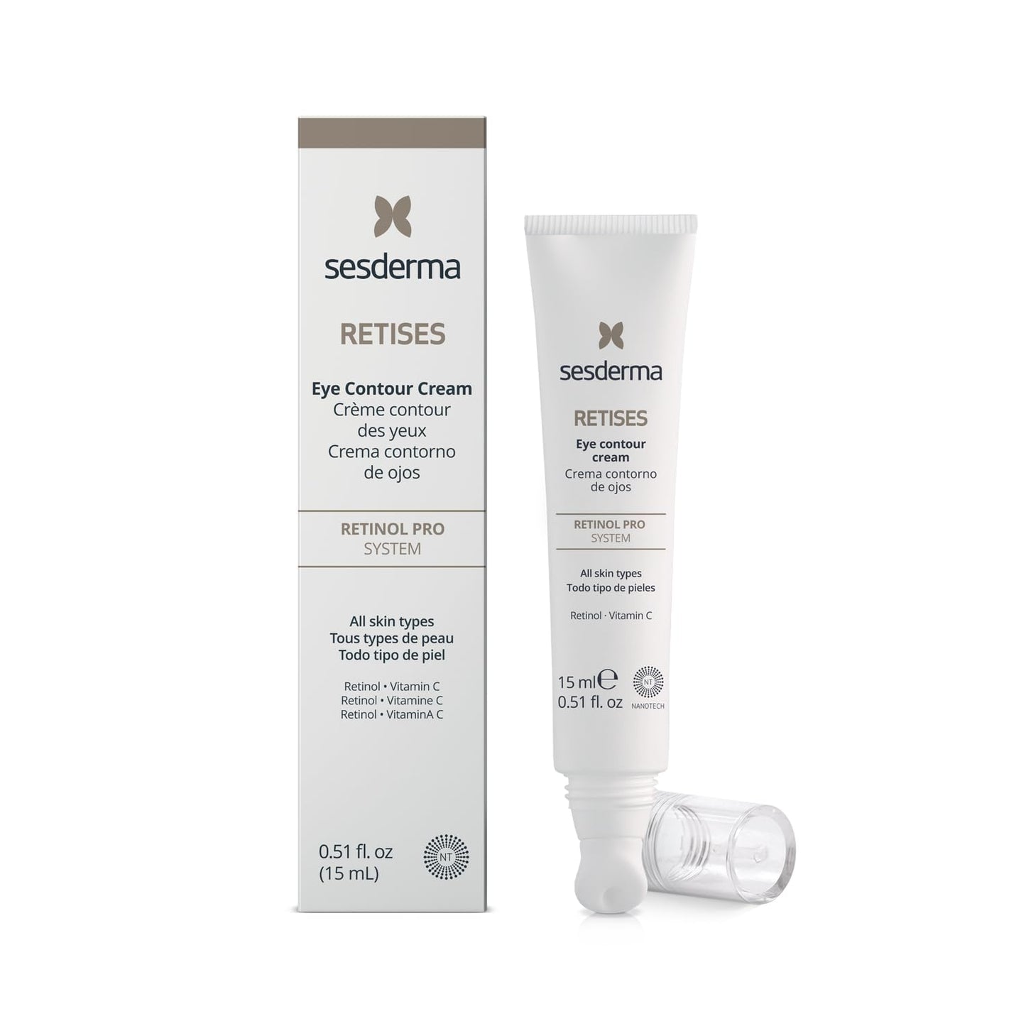 Sesderma RETISES Ceramic Eye Contour | Anti-Aging Eye Cream with Retinol & Vitamin C | Reduces Wrinkles, Puffiness & Dark Circles | Cooling Ceramic Applicator 0.5 fl. Oz