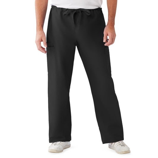 ComfortEase Unisex Nonreversible Drawstring Cargo Scrub Pants with Medline Color-Coding, Size M Regular Inseam, Black,1,Each,950DKWM-CM
