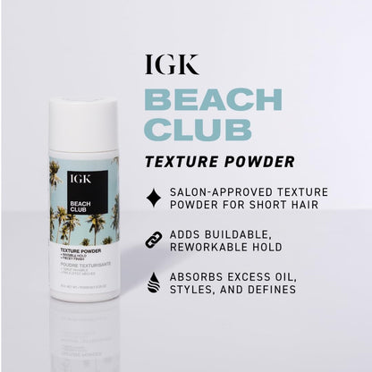 IGK BEACH CLUB Texture Powder | Invisible Volumizing Hair Powder, Instant Grip & Hold, Oil-Absorbing | Vegan + Cruelty-Free | 0.35 oz