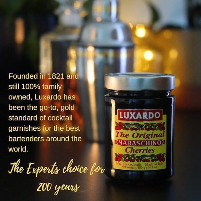 Luxardo The Original Maraschino Cherries | Gourmet Italian Maraschino Cherries | Ideal for Cocktails and Desserts, 400g Jar