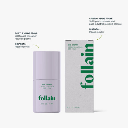 Follain 5% Vitamin C + Caffeine Brightening Eye Cream for all Skin Types | Visibly Reduce Dark Circles, Puffiness, & Wrinkles - Clean Beauty, Daily Hydrating Eye Treatment - Vegan & Cruelty-Free