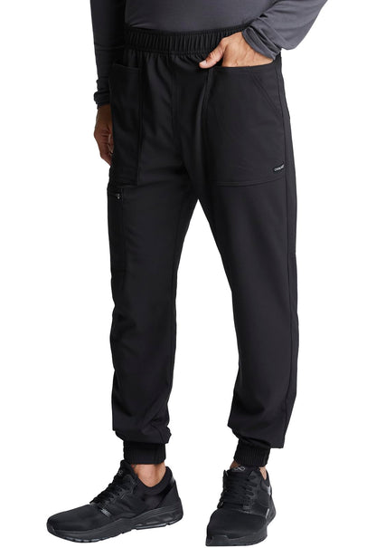 Cherokee Men Scrubs Pant Mid Rise Pull-on Jogger Plus Size CK236, 2XL, Black