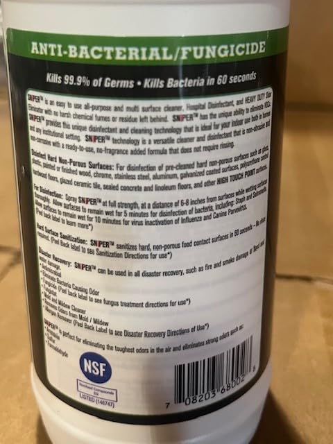 SNiPER Hospital Disinfectant, Odor Eliminator & All-Purpose Cleaner, 16 Ounce Spray
