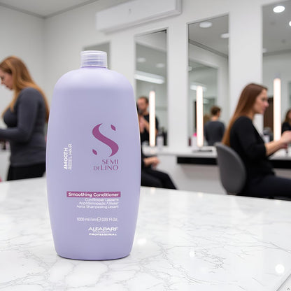 Alfaparf Milano Semi Di Lino Smooth Conditioner for Frizzy and Rebel Hair - All Soft Detangling Conditioner with Flax Seed for Humidity Control - Anti Frizz & Hair Straightening Treatment