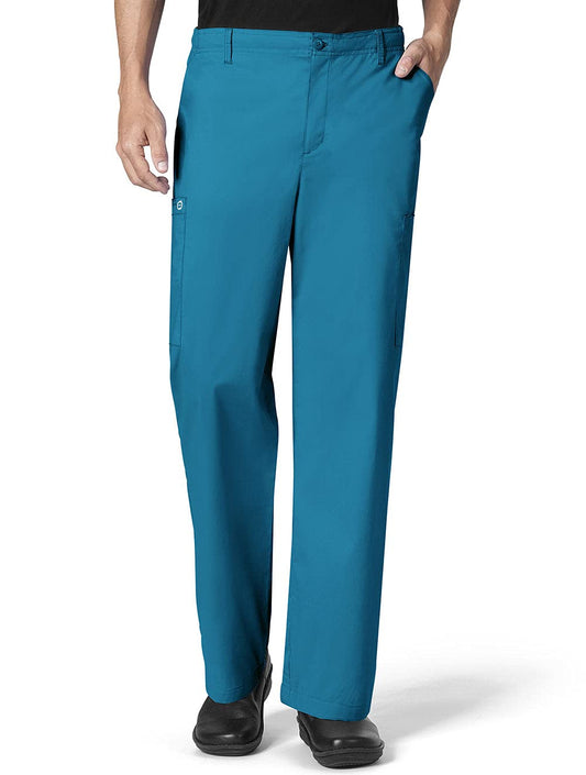 WonderWink Men's Cargo Pant, teal blue, Large