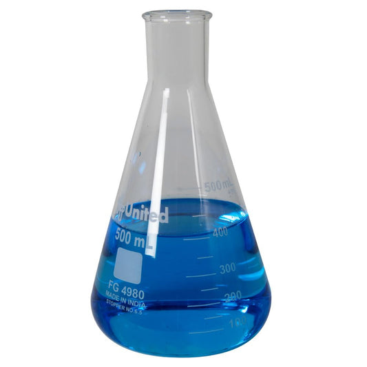 United Scientific™ FG4980-500EA, 500mL Borosilicate Glass Erlenmeyer Flask, 1 Each