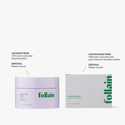 Follain Hyaluronic Acid + Bakuchiol Hydrating Face Mask for Normal to Dry Skin | Squalane, Rosehip Oil, Retinol-Alternative - Plump + Brighten Dull Skin - Clean Beauty, Vegan & Cruelty-Free