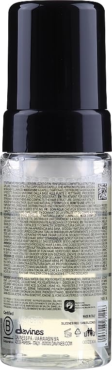 Davines Liquid Spell Reinforcing Bodifying Fluid, Liquid-to-Foam Volumizing Treatment for Fine or Sensitized Hair - Thickens & Strengthens Structure with Heat Protection - Weightless, 4.23 Fl Oz