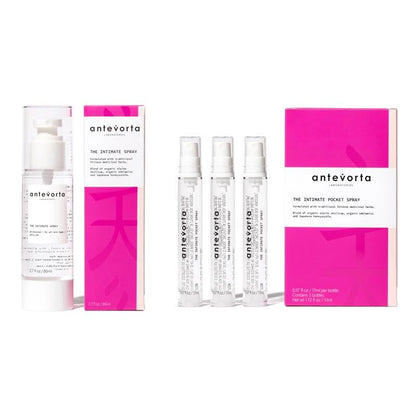 Antevorta Feminine Spray Bundle for Vaginal Care, Travel Pocket Size & Standard, Natural Moisture & Odor Relief for Vagina Health & Softness – Alcohol-Free, Sensitive Skin & Menopause Friendly, 4-Pack