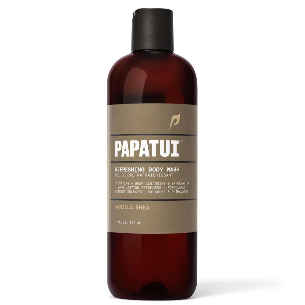 PAPATUI by Dwayne Johnson Refreshing Exfoliating Body Wash for Men | Hydrating & Made with Coconut Oil | Vanilla Shea | 18 oz