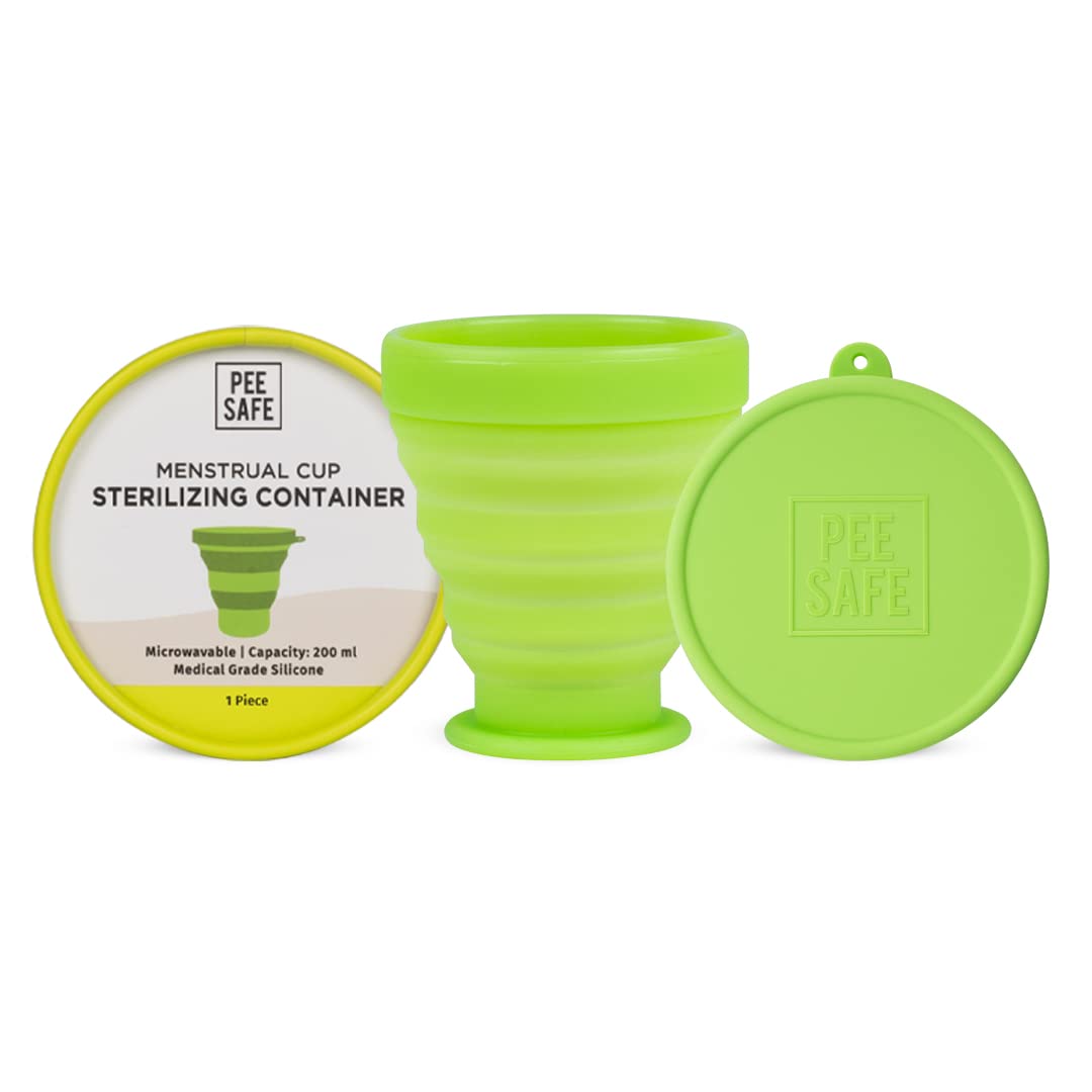 PEESAFE Menstrual Cup Sterilizing Container (1N) | Made with Medical Grade Silicone | Menstrual Cup Cleaner | Microwaveable, Menstrual Cup sterilizer | Compact and Travel Friendly