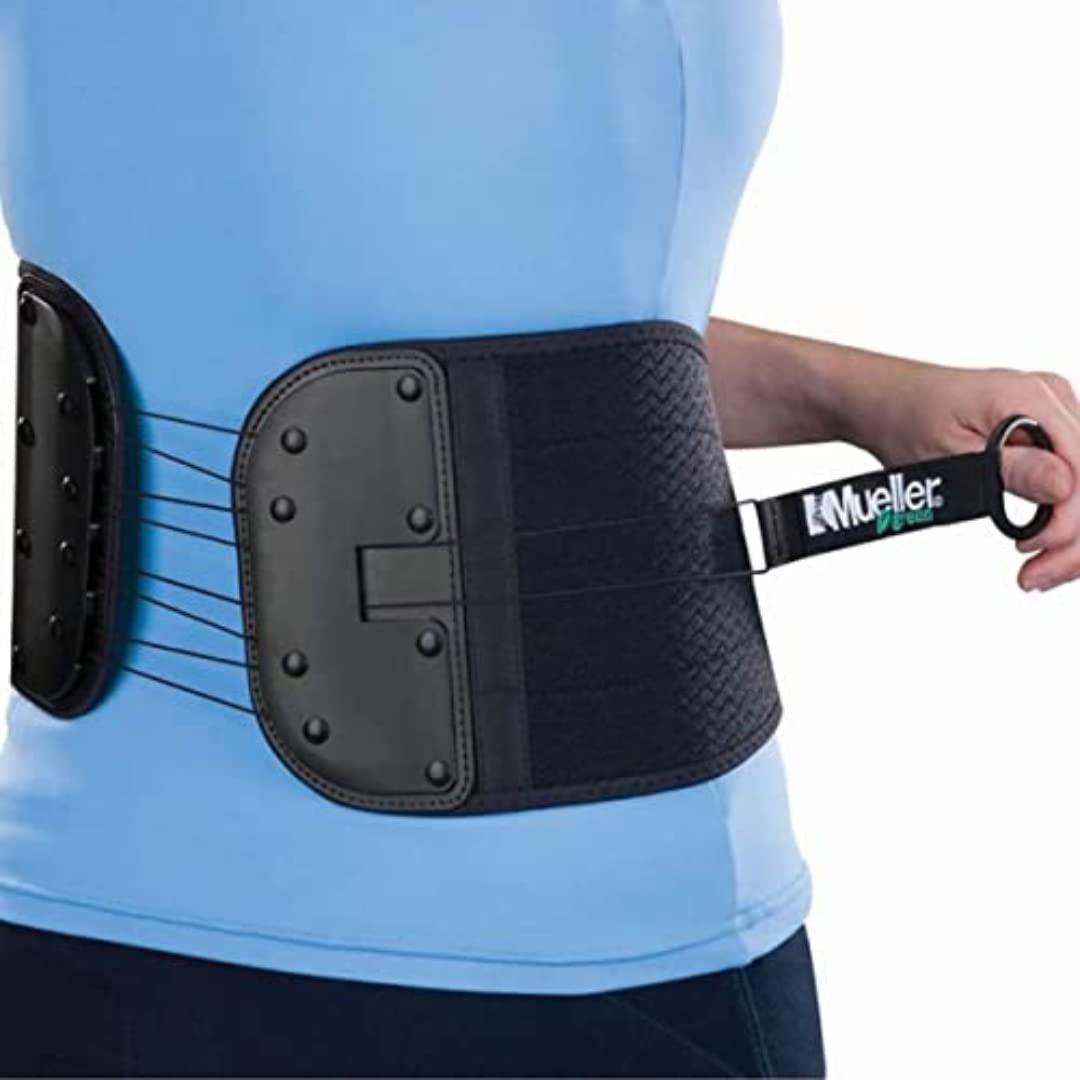 Mueller Sports Medicine Adjustable Back & Abdominal Support, Belt, Back Pain Relief Support for Men and Women, Ideal for Lower Back Pain, Weakness, Fatigue, Black, One Size
