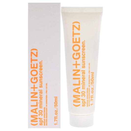 MALIN+GOETZ SPF 30 Mineral Sunscreen | Face & Body Broad Spectrum Sun Protection with Zinc Oxide, Titanium Dioxide, Shea Butter | Hydrating & Brightening | Vegan, Reef-Safe, Cruelty-Free (1.7 Fl Oz)