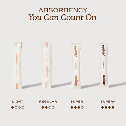 August Super Tampons - 24-Pack 100% Organic Cotton Tampons for Women and Anyone Who Menstruates, Non-Toxic, Fragrance-Free, and Hypoallergenic with Long Applicators