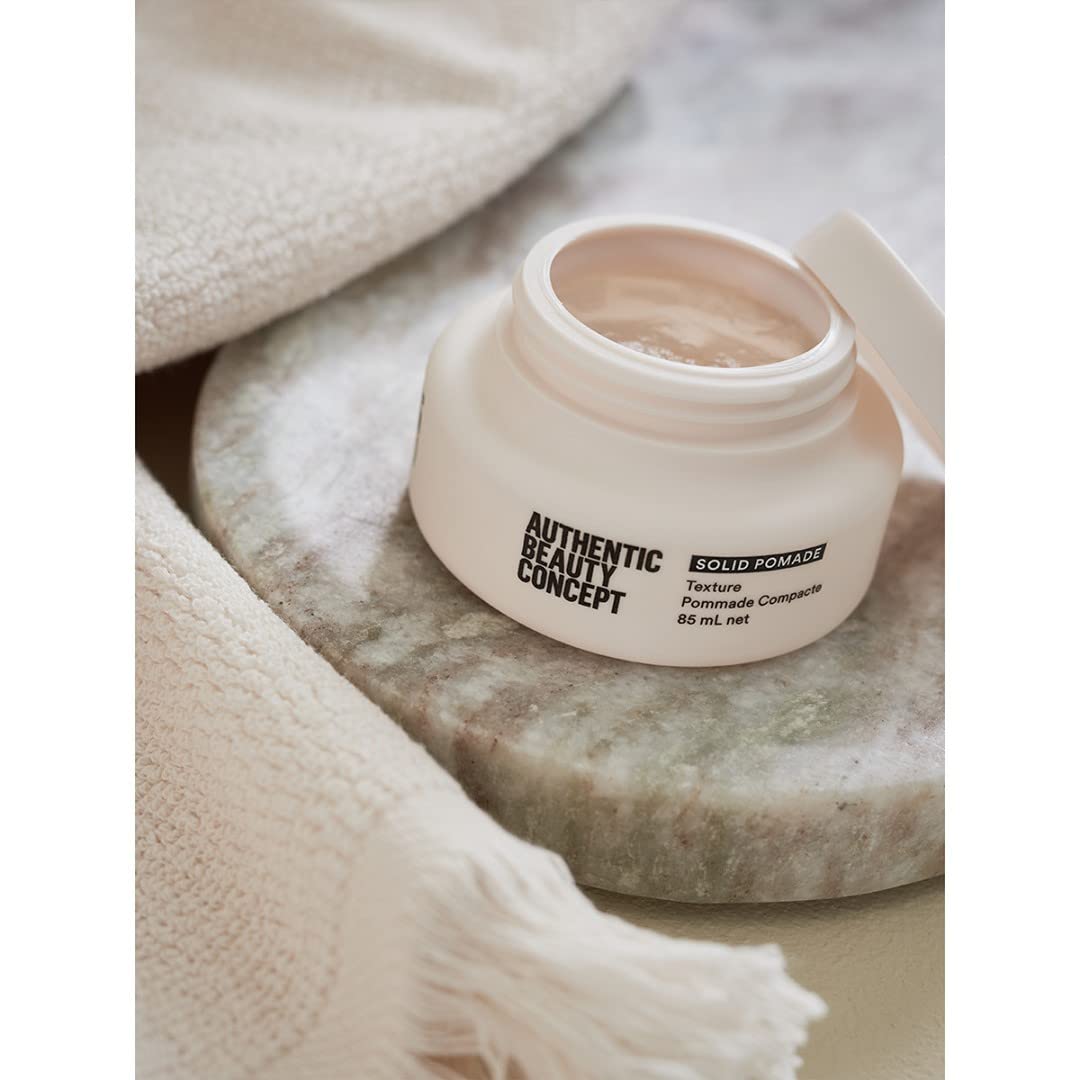 Authentic Beauty Concept Solid Pomade | Texture Hair Pomade | Medium Hold | Shiny Finish | All Hair Types | Vegan & Cruelty-free | Silicone-free | 2.9 oz.
