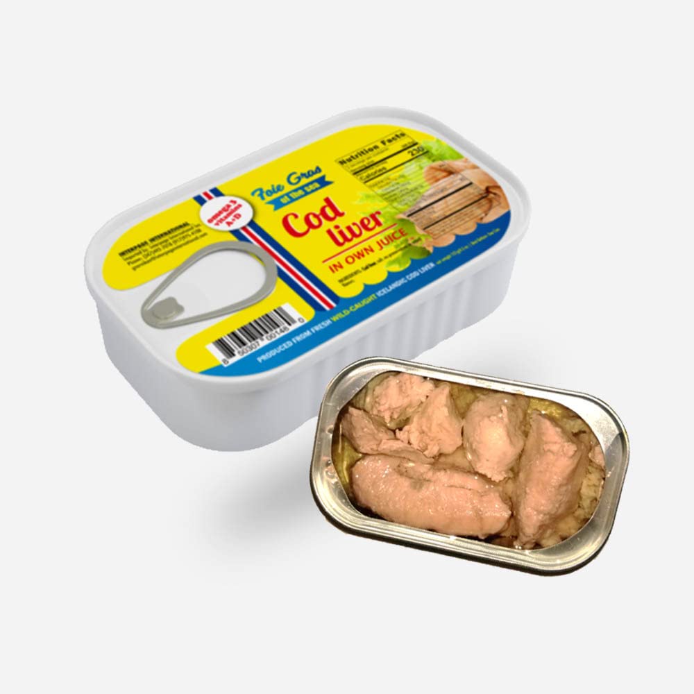 Foie Gras of the Sea Icelandic Cod Liver – Wild Caught Canned Cod Liver in Own Oil, 4.3 oz (Pack of 6) – Premium Gourmet Seafood, Omega-3 Rich, Kosher