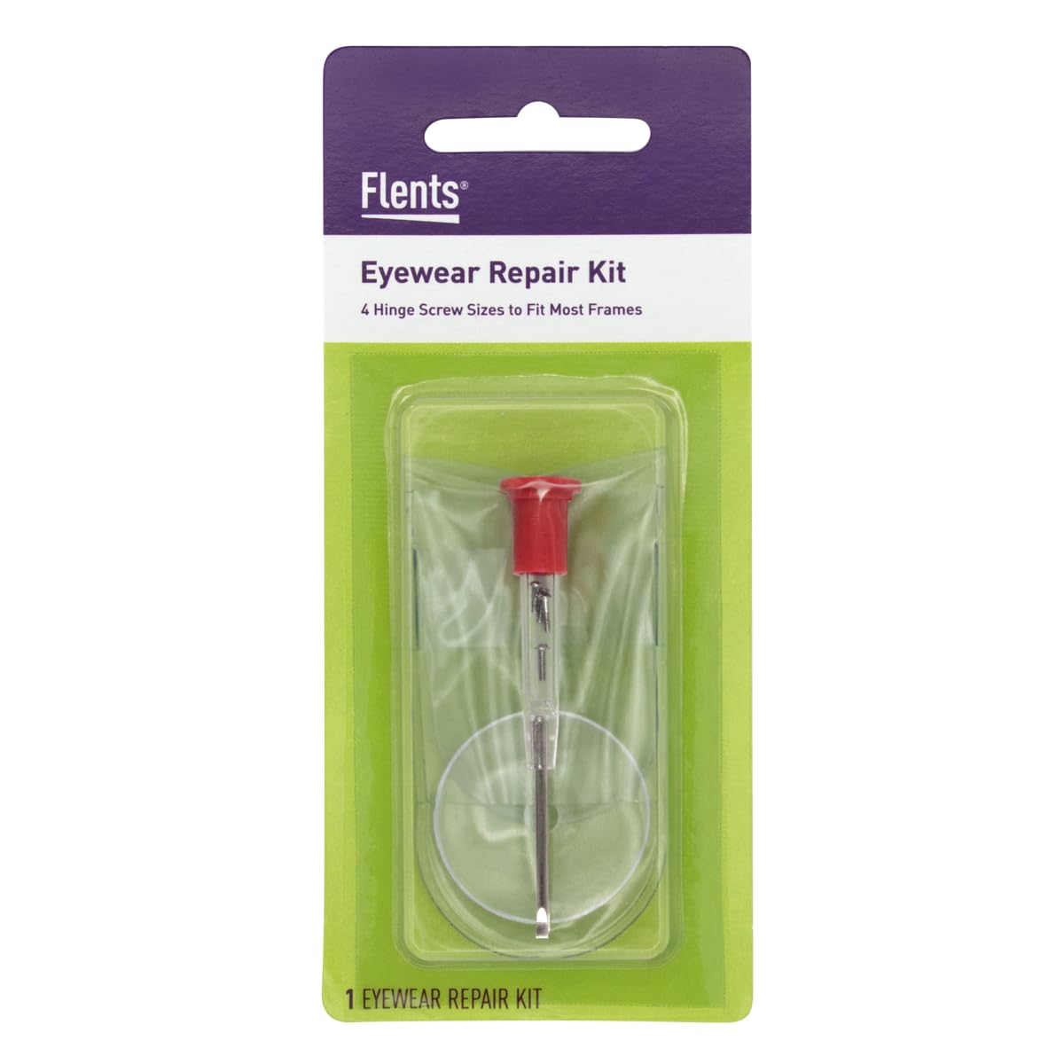 Flents Eyeglass Repair Tool Kit with Small Screwdriver, Eyeglass Screws, Magnifying Glass, Screw Guide, & Storage Pouch, Universal Eyeglass Repair Kit for Fixing Broken Reading Glasses, & Sunglasses