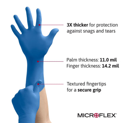 Ansell Microflex SafeGrip SG-375 Extra Thick Disposable Latex Gloves for Life Sciences, Automotive w/Textured Fingertips