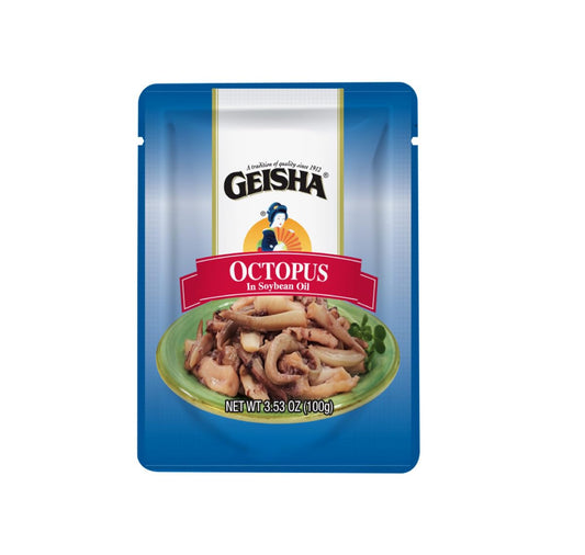GEISHA Octopus in Soybean Oil 3.53oz (Pack of 24), Octopus | Zero Sat &Trans Fat – Wild caught – No Preservatives & Food Additives - Gluten Free – Good Source of Protein – Less than 100 Kcal per container