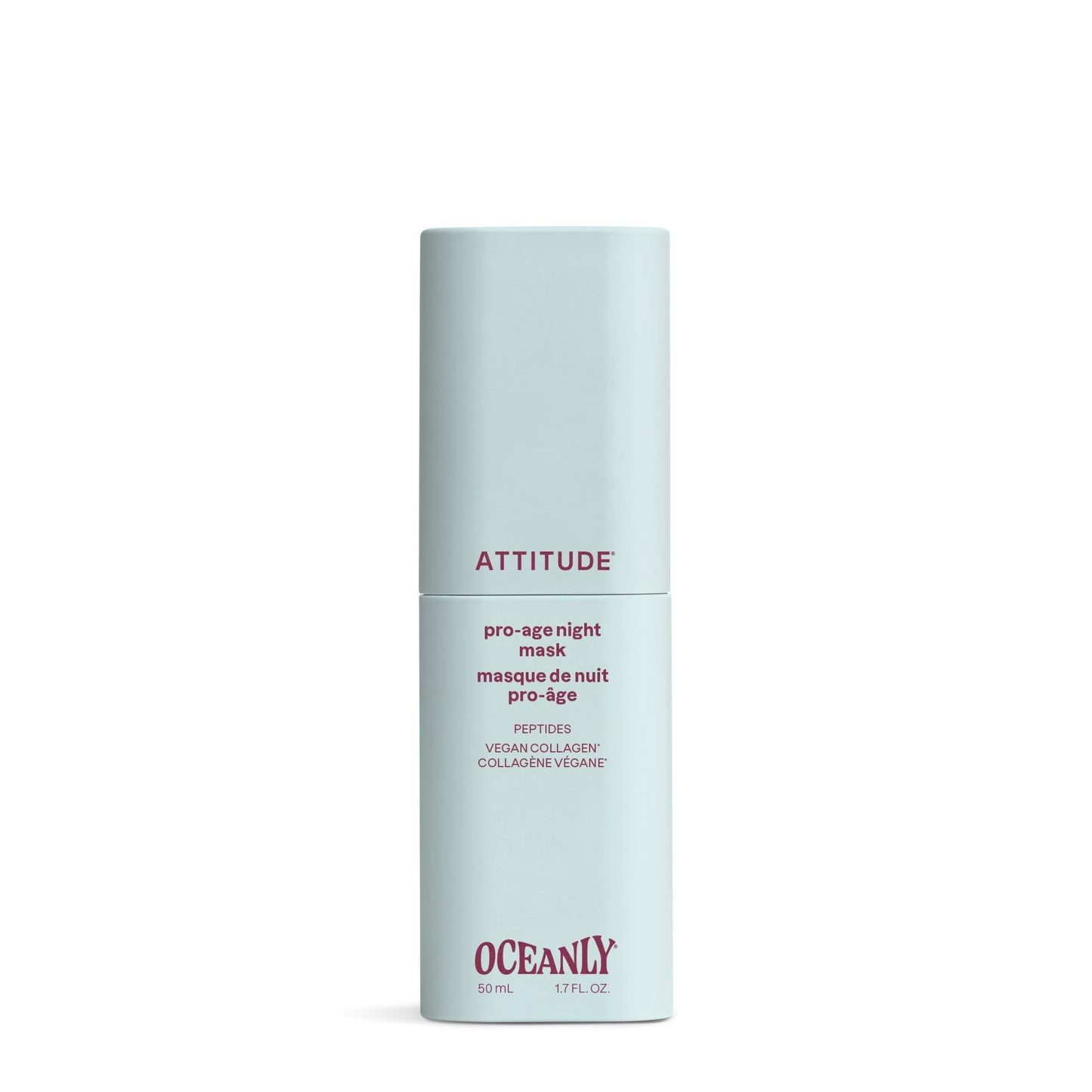 ATTITUDE Overnight Face Mask Anti Aging, With Hyaluronic Acid, Peptides & Collagen, Hydrating for Wrinkles & Fine Lines, Fragrance Free, Dermatologically Tested, EWG Verified, Vegan, 1.7 Fl Oz