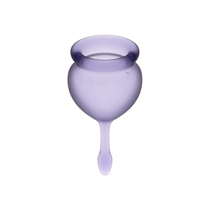 Satisfyer Feel Good Menstrual Cup - Reusable Period Cup with Removal Stem - Soft, Flexible Body-Safe Silicone, Easy Insertion & Removal - Includes 2 Cup Sizes for All Flows (Purple)