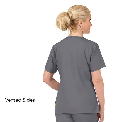 WonderWink womens Origins Bravo V-Neck Top, Pewter, Medium
